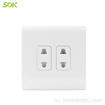 Brit elektromos aljzatok 2Gang 2Pin Socket Outlets Fehér